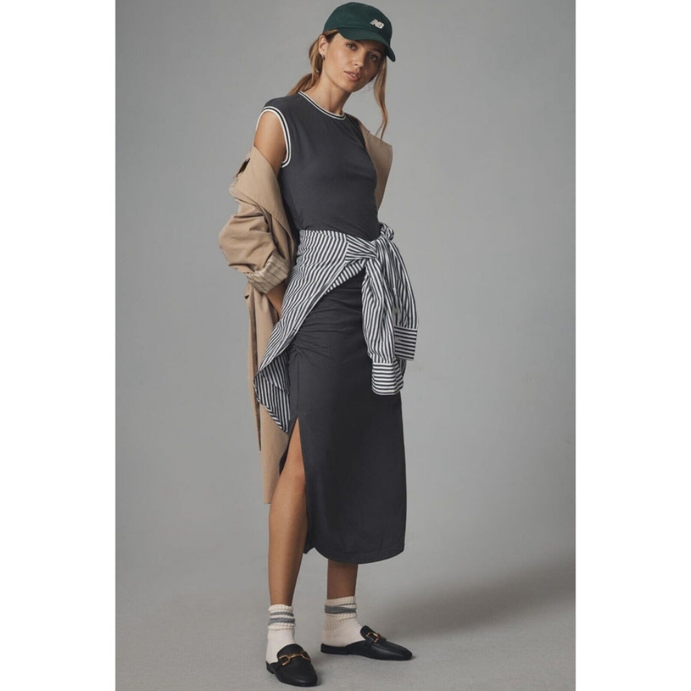 Daily Practice by Anthropologie Stripe-Trim Midi Dress